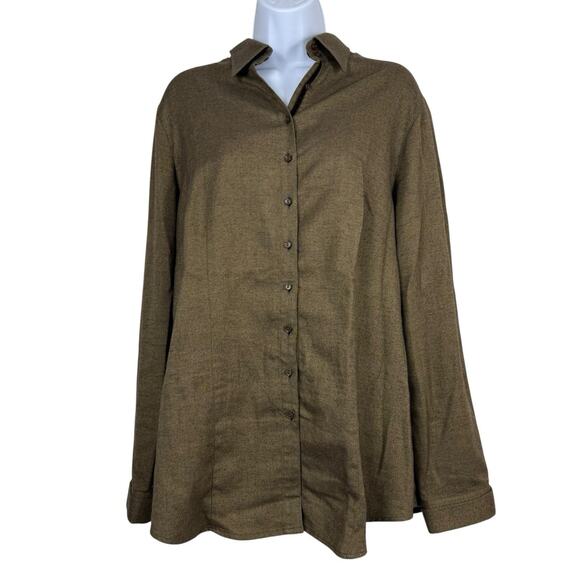 Gorsuch Wallmann Top Womens 18 Brown Button Down Blouse Brown Velvet Trim - Picture 1 of 11